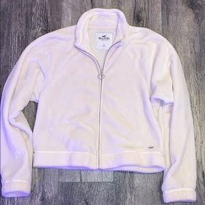 Soft Cream Hollister zip up with circle zipper